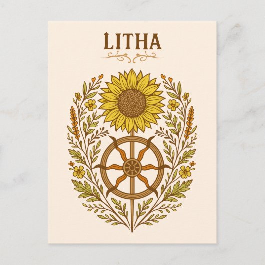 Litha Sunflower Wheel Summer Solstice Celestial  Briefkaart (Voorkant)