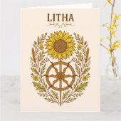 Litha Sunflower Wheel Summer Solstice Celestial Kaart (Gele Bloem)