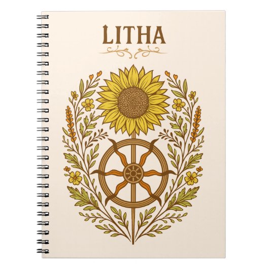 Litha Sunflower Wheel Summer Solstice Celestial  Notitieboek (Voorkant)