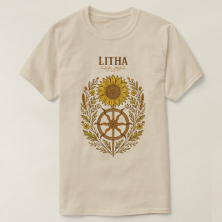 Litha Sunflower Wheel Summer Solstice Celestial  T-shirt