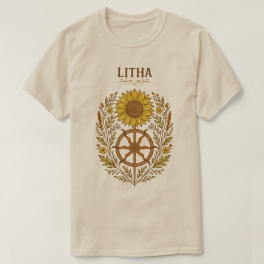 Litha Sunflower Wheel Summer Solstice Celestial  T-shirt (Design voorkant)