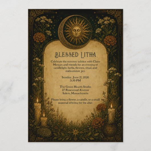 Litha-viering Pagan Botanisch Kaart (Voorkant)