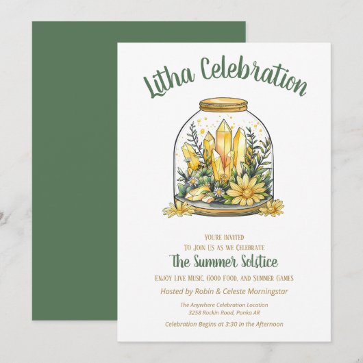 Litha Zomer Bloemisterij & Citrien Kristallen Kaart (Voorkant / Achterkant)