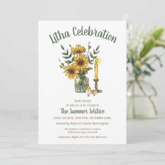 Litha Zomer Bloemstuk Zonnebloemen in Vaas Zomerso Kaart (Staand voorkant)