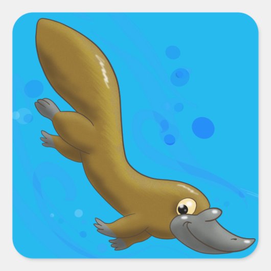 Lithe Little Cartoon Platypus Vierkante Sticker (Voorkant)