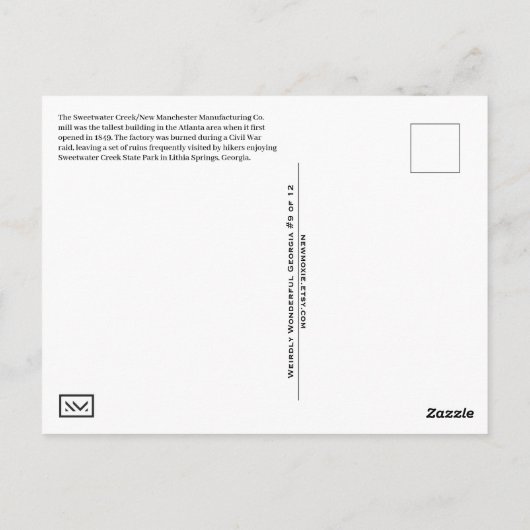 Lithia Springs Sweetwater Georgia Briefkaart GA (Achterkant)