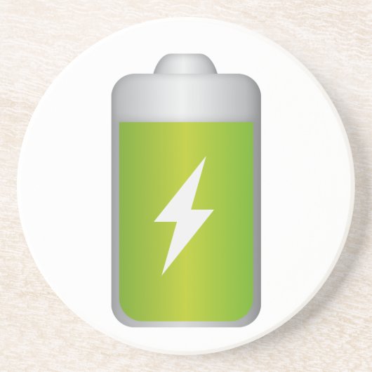 lithium-ion batterijpictogram zandsteen onderzetter (Voorkant)