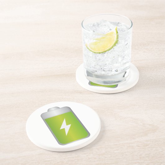 lithium-ion batterijpictogram zandsteen onderzetter (Zijkant)