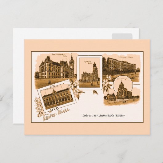  litho Gruss aus Bielitz-Biala Briefkaart (Voorkant / Achterkant)