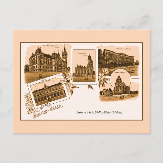 litho Gruss aus Bielitz-Biala Briefkaart (Voorkant)