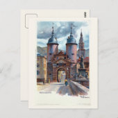 Litho Heidelberg Old Bridge Gate Briefkaart (Voorkant / Achterkant)