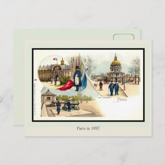  litho Parijs in 1897 5 van 6 Briefkaart (Voorkant / Achterkant)