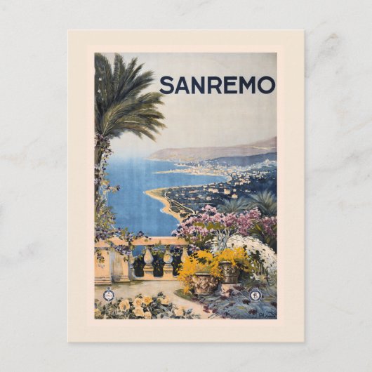  Litho Travel en Sanremo Italië Briefkaart (Voorkant)