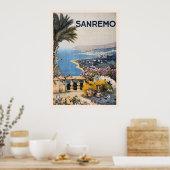  Litho Travel en Sanremo Italië Poster (Keuken)