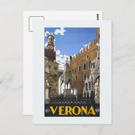  Litho Travel en Verona Italië Briefkaart (Voorkant / Achterkant)