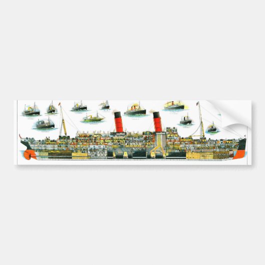  Lithograaf Britse Oceaan Liner RMS Caronia Bumpersticker (Voorkant)