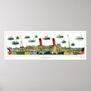 Lithograaf Britse Oceaan Liner RMS Caronia Poster