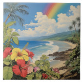  lithografie tropische kunst tegeltje (Voorkant)