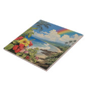 lithografie tropische kunst tegeltje (Zijkant)