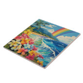  lithografie tropische kunst tegeltje (Zijkant)