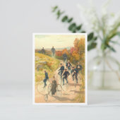 lithografie van Cycling Group Briefkaart (Staand voorkant)