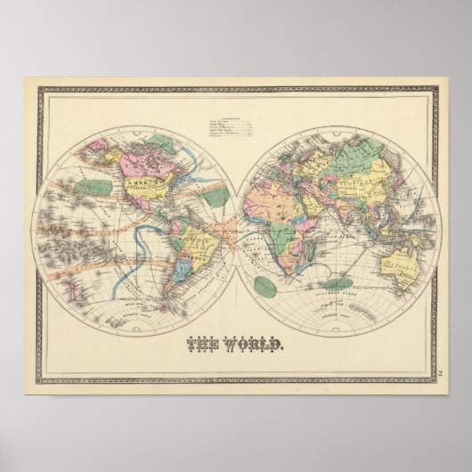 Lithografie-Wereldkaart Poster (Voorkant)