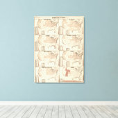 lithografische kaarten van denominatiestatistieken canvas afdruk (Insitu (Houten vloer))