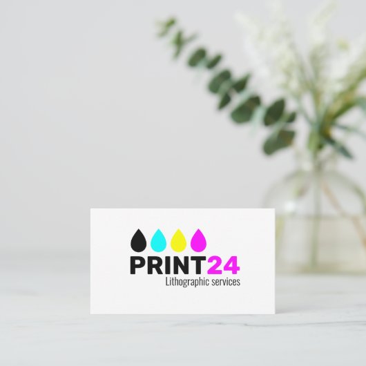 Lithografische printer visitekaartje (Staand voorkant)