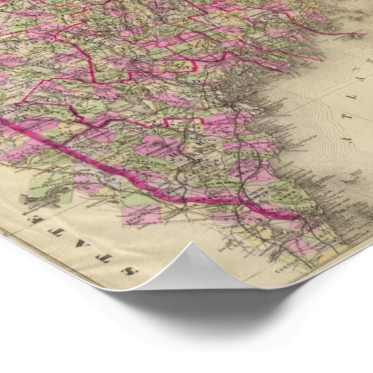 Lithographed Map of Maine Poster (Hoek)