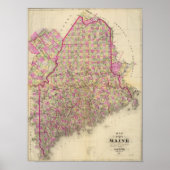 Lithographed Map of Maine Poster (Voorkant)