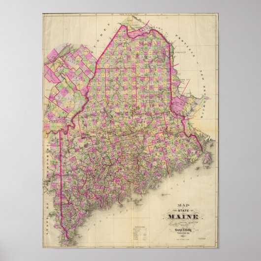 Lithographed Map of Maine Poster (Voorkant)