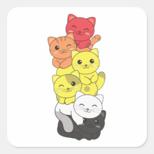 Lithsexuele vlag Pride Lgbtq Cute Cat Pile Square  Vierkante Sticker