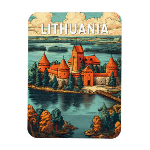 Lithuania Illustratie Reis Kunst Vintage Magneet
