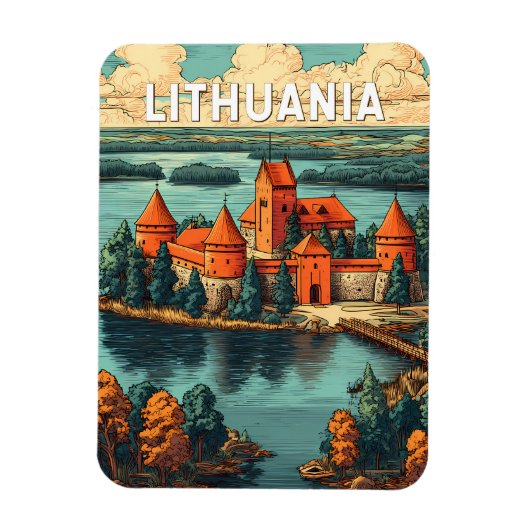 Lithuania Illustratie Reis Kunst Vintage Magneet (Verticaal)