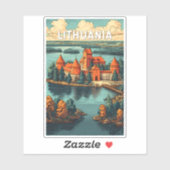 Lithuania Illustratie Reis Kunst Vintage Sticker (Vel)