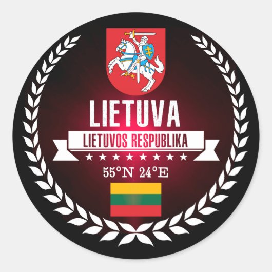 Lithuania Ronde Sticker (Voorkant)