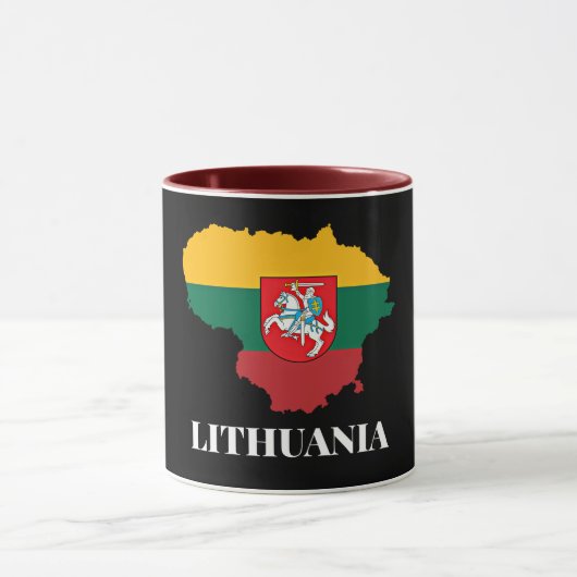 Lithuania silhouette and flag mok (Midden)