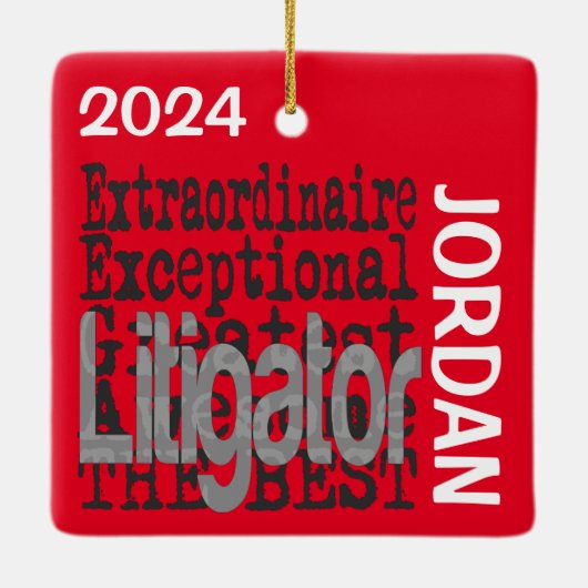 Litigator Extraordinaire CUSTOM Keramisch Ornament (Achterkant)