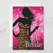 Litika Bombshell Sparkle Leopard 40th Birthday Kaart (Voorkant)