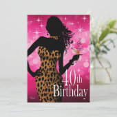 Litika Bombshell Sparkle Leopard 40th Birthday Kaart (Staand voorkant)