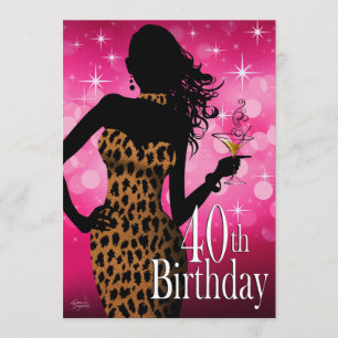 Litika Bombshell Sparkle Leopard 40th Birthday Kaart