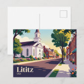 Lititz Pennsylvania Briefkaart (Voorkant / Achterkant)