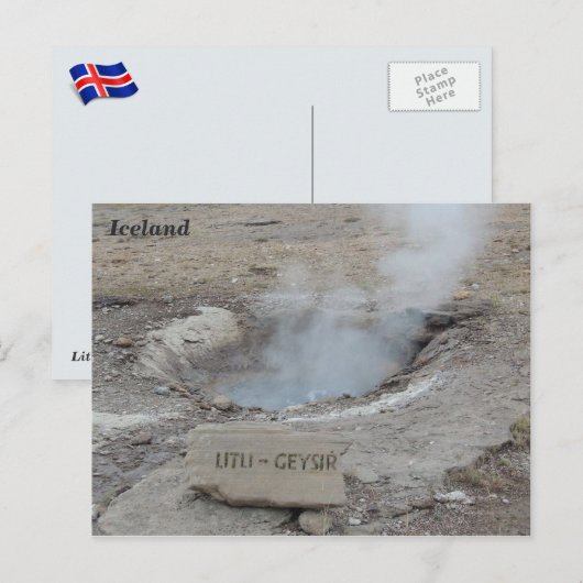 Litli Geyser, IJsland. Briefkaart (Voorkant / Achterkant)