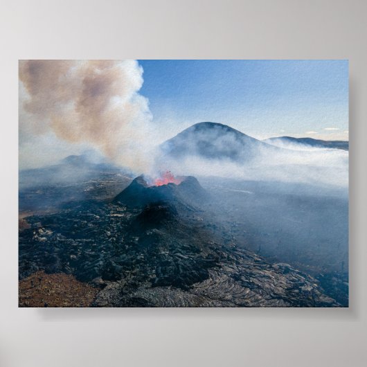 Litli Hrutur volcano eruption in Iceland Poster (Voorkant)