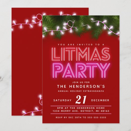 Litmas Party Funny Kerstparty Kaart (Voorkant / Achterkant)