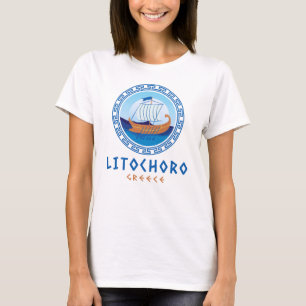 Litochoro, Griekenland Grieks scheepsontwerp Women T-shirt