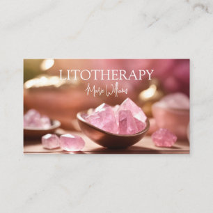 Litotherapie & Roze helende stenen roos kwarts Visitekaartje
