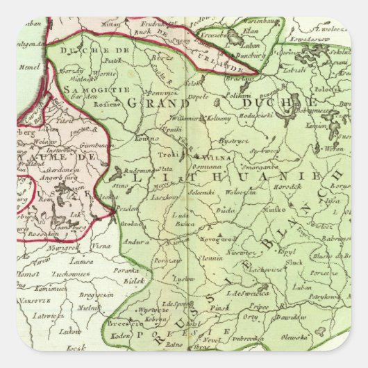 Litouwen, Belarus Vierkante Sticker (Voorkant)