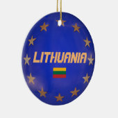 Litouwen E.U. kerstversieringen met vlag Keramisch Ornament (Rechts)