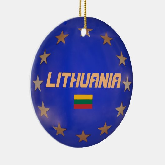 Litouwen E.U. kerstversieringen met vlag Keramisch Ornament (Rechts)